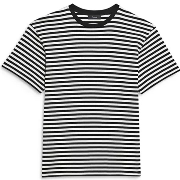 Theory Tops - Theory PIMA COTTON Perfect Tee Clinton Stripe T-Shirt LARGE black white soft